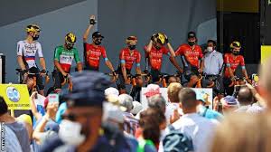 On the eve of stage 18 of (the) tour de france, team bahrain victorious were subject to an investigation by french police. 7piujthpjfg0im