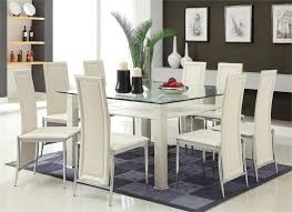 Modern Cream Chrome Glass Dining Table W Six Chairs Glass Dining Room Sets Cheap Dining Room Sets Glass Dining Room Table