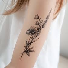 Minimal Flower Tattoo Floral Tattoo Tatouage Temporaire Mini Lavender Flower Temporary Tattoo Sticker Chrysanthemum Daisy Red Poppies Tattoo Lavender Tattoo Poppies Tattoo Floral Tattoo