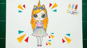 วาดร ประบายส ไม สวยๆ วาดเจ าหญ งย น คอน how to draw a unicorn girl e