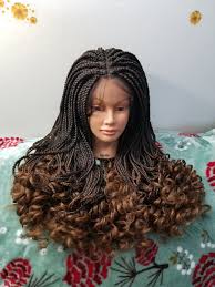 Black And Brown Box Braids With Curly Ends Braided Lace Wig Goddess Box Braid Lace Front Wig With Curly Tip Ends Color 1b 30 Ombre By Colyncbraidslacewigs On Et Lace Front Wigs Wigs Bob Lace Front Wigs
