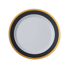 Black And Gold Plastic Plates Black White Premium Plastic Dinner Plates With Gold Border Black Plastic Plates Plates Dinner Plates