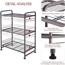The kitchen carts make serving food and neatly organize everything in your kitchen from paper towel, to pots and pans, and all in between with wire kitchen shelves from the shelving store. Amazon Com Simple Trending 3 Tier Stackable Wire Shelving Unit Storage Rack Expandable Adjustable Kitchen Storage Cabinet Shelf Organizer Bronze Kitchen Dining