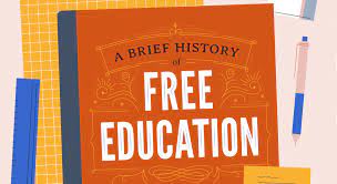 Hands holding modern digital tablet, global network connection and future education technology. A Brief History Of Free Education