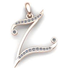 Take the mirror image of the letter in the given line. Jewel We Sell 1ctw Round Brilliant Cut Diamond Ladies Initial Letter Alphabet Z Pendant 18k Rose Gold H Si2