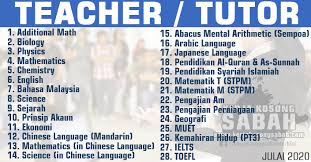 Jawatan kosong 2019 terkini ok? Kerja Kosong Sabah 2020 Teacher Tutor Job Jawatan Kosong