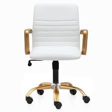 Product titlemesh office chair ergonomic desk chair computer chair with lumbar support armrest rolling swivel task mid back adjustable chair for women adults, white. Kell White Leather Tufted Gold Desk Chair