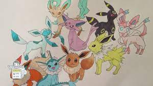 How To Draw Pokemon No 133 Eevee And All Its Evolutions Remake Pokemon Drawings Drawings Pokemon