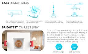 Enter code at checkout to save. Amazon Com Luxrite 2 Inch Square Led Recessed Light With Junction Box 8w 50w Equivalent 5000k Bright White 600 Lumens Dimmable Led Downlight Damp Rated Regressed Trim Energy Star Ic Rated 6 Pack