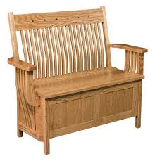 Low Back Royal Mission Storage Bench With Optional Walnut Inlays From