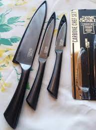 Thyme Table Non Stick Coated High Carbon Stainlless Steel Carbone Chef S Knives 3 Piece Set Walmart Com Walmart Com