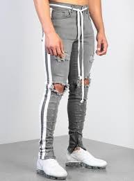 Black And White Striped Jeans Men The Double Striped Track Jeans In Grey Camolteni Camolteni Grey Jeans Men Denim Pants Mens Striped Jeans