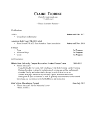 Claire Florine Fitness Instructor Resume