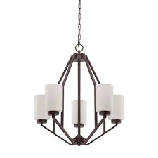 Sunset Lighting Axiom Chandelier 5 Light Blackened Bronze Chandelier With Frosted Milk Flat Glass Shade F15005 45 The Home Depot Chandelier Lighting Fixtures Bronze Chandelier Chandelier Lighting