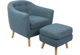 Rozelle Blue Accent Chair Ottoman Accent Chairs Blue With Images Blue Accent Chairs Mid Century Modern Accent Chairs Chair And Ottoman Set