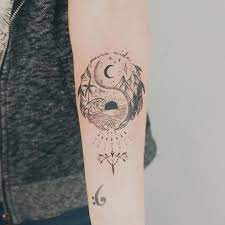 The tree separates two contradicting worlds; Tattoo Uploaded By Tattoodo Sun And Moon Yin Yang Tattoo By Zmfreespirit Zmfreespirit Yinyangtattoos Yinyang Chinese Symbol 1345383 Tattoodo