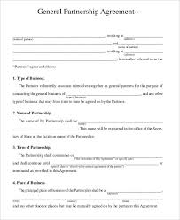 Partnership Agreement Template Example General Partnership Contract Template Agreement
