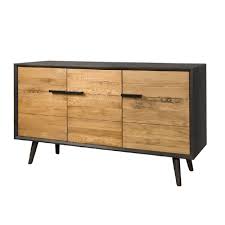 Die front ist aus massiver kerneiche gefertigt. Sideboard Bresso 3 Turen 150cm Eiche Schwarz Natur Restyle24 785 00