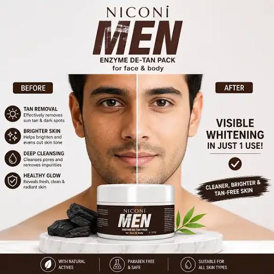 NICONI MEN Enzyme De-Tan Pack for Face & Body 300g - Trader Pakistan