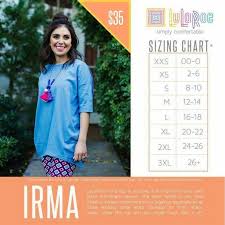 Lularoe Irma Tunic Sizing Chart Lularoe Irma Size Chart