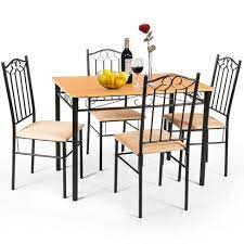 Whether you prefer something traditional or transitional, the dining table set of your dreams is within your grasp. Costway 5 Pc Dining Set Wood Metal 30 Table And 4 Chairs Black Kitchen Breakfast Furniture Target