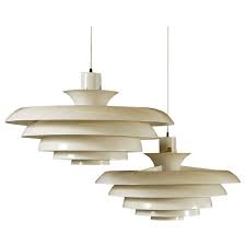 Pair Xl White Space Age 1960s Swedish Midcentury Ceiling Lamps By Fagerhults At 1stdibs