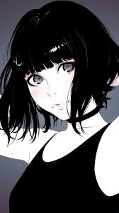 Girl Dark Hair Short Digital Artwork Stare 720x1280 Wallpaper Anime Art Anime Drawings Anime