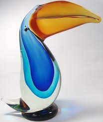Murano Art Glass Toucan Bird Sculpture Venetian Sommerso Vetri Italy Rare Mcm Glass Art Sculpture Glass Art Bird Sculpture