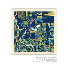 Notre Dame Indiana Map Notre Dame Indiana University Campus Art Map Print Near - Etsy Singapore