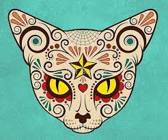 Cat day of the dead. Day Of The Dead Sugar Skull Cat Face By Jeff Bartels Sugar Skull Cat Cat Tattoo Sugar Skull Drawing
