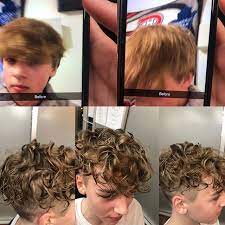 Men S Hair Haircuts Fade Haircuts Short Medium Long Buzzed Side Part Long Top Sho Curly Hair Men Permed Hair Men Mens Perm Hairstyles Before And After