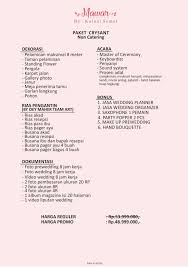 Daftar harga dekorasi alat pesta 2016. Price List Wedding Bandung
