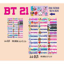 Pada slide terakhir dia juga menunjukkan foto kakinya saat menggunakan sandal tersebut. Stiker Nama Tema Bt21 Bts Fg Kpop Cute Bt21 Stickers Bt21 Stiker Karakter Murah Shopee Indonesia