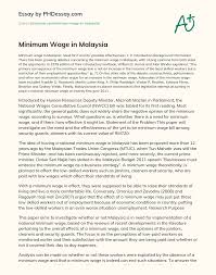 The minimum wage policy has set the benchmark for minimum pay for a worker at rm900 for west malaysia and rm800 in east malaysia, it does not cover workers under 6.1. Minimum Wage In Malaysia Phdessay Com