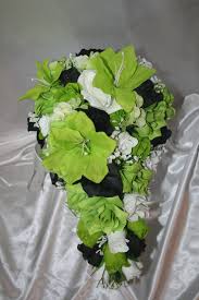 Black And Silver Wedding Bouquet Bridal Bouquet Package Lime Green Black Silk Wedding Flower Lime Green Weddings Silk Wedding Flowers Centerpiece Silk Flowers Wedding