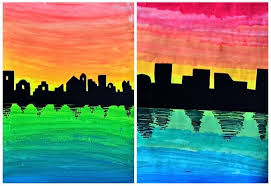 Skyline On Color Gradations Color Art Lessons Homeschool Art Class Art Projects