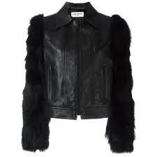 Saint Laurent Leather Jacket With Contrast Fox Fur Sleeves Leather Jackets Women Fur Leather Jacket Designer Leather Jackets