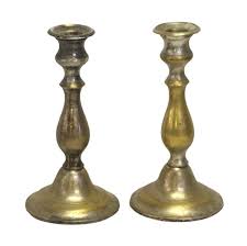 Antique brass palm leaf candle sconce. Pair Of Matching Brass Vintage Candle Holders Olde Good Things