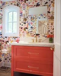 Love This Colorful Cabinet Orange Bathroom Vanity In 2020 Eclectic Bathroom Bathroom Red Eclectic Bathroom Design