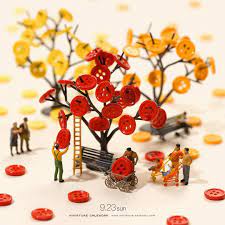 9 23 sun autumn colors 秋色に衣替え 秋分の日 ボタン 紅葉 button autumnleaves exhibition info miniature life展 in 日本橋 面白いアート ミニチュア 写真 図画工作