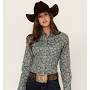 Roper Women's Paisley Print Long Sleeve Button Down Western Shirt - Pl from www.countryoutfitter.com