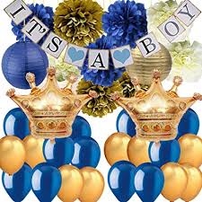 Royal prince charming baby shower decorations will turn any venue into a palace. Amazon Com Royal Prince Baby Shower Decorations For Boy It S A Boy Banner Tissue Pom Poms Paper Lanterns Latex Balloons With Crown Balloons For Navy Blue Baby Shower Nautical Babyshower Decor Home