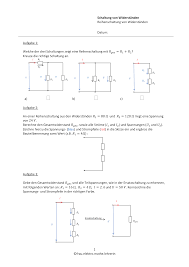 Reihenschaltung Von Widerstanden Inkl Losung Unterrichtsmaterial Im Fach Physik Schaltkreis Physik Unterrichtsmaterial