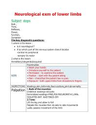 Neurological Exam Of Lower Limb