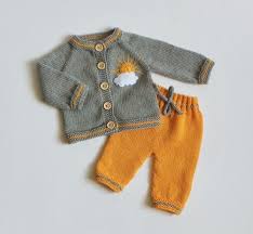 Home 1 › toddler girls 2 › hudson baby dress and cardigan, winter forest 3. Knitted Baby Girl Outfit Grey And Yellow Set Knit Newborn Merino Set Merino Cardigan And Trousers Made To Order Knitting World