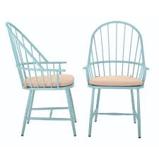 Martha Stewart Living Blue Hill Blue Aluminum Outdoor Dining Chairs With Beige Tan Cushions 2 Pack Outdoor Dining Chairs Fabric Dining Chairs Patio Chairs