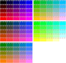 file palette of 125 main colors with rgb components