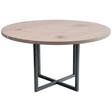 We don't know when or if this item will be back in stock. 54 Round Dining Table In White Oak And Pewter Inlays Modern Steel Pedestal Base For Sale At 1stdibs