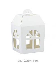Tante idee originali ed economiche. 20 Lanterne Scatole Bomboniere Cartone Pieghevole Bianco 10 X 10 X 14 Cm