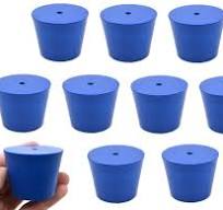Neoprene Stoppers, 1 Hole - Blue - Size: 35mm Bottom, 45mm Top, 36mm Length  - Pack of 10